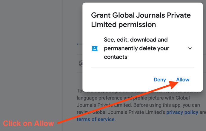 Alt text: Academic research journal platform with permission request popup.