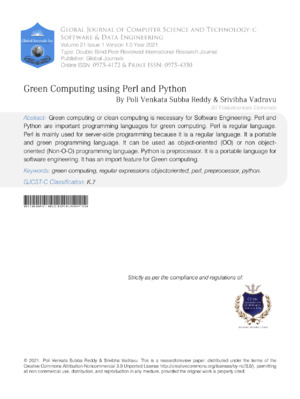 Green computing using Perl and Python in research.