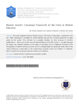 Exploring Hannah Arendt’s framework on education crises.