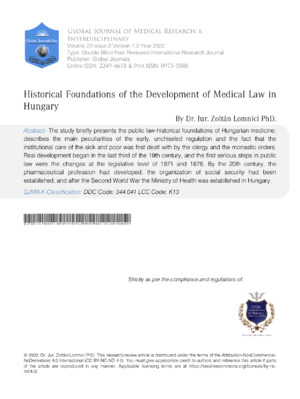 Analyzing the origins and development of medical law in Hungary with historical insights and legal evolution.