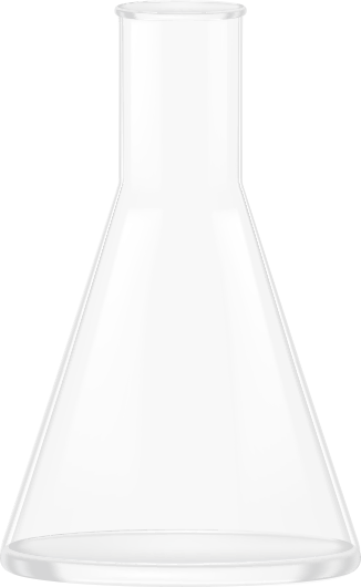 Clear glass laboratory flask for scientific research and experiments.