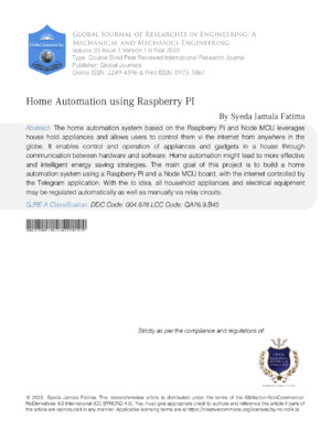 Raspberry Pi home automation system with sensors, cameras, and control via the internet. Enhances security and convenience in smart homes.