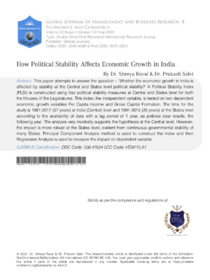 Alt text: Analysis of political stability affecting economic growth in India, based on latest research and data.