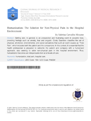 An academic article on non-physical pain management solutions in hospital environments published by Global Journals.