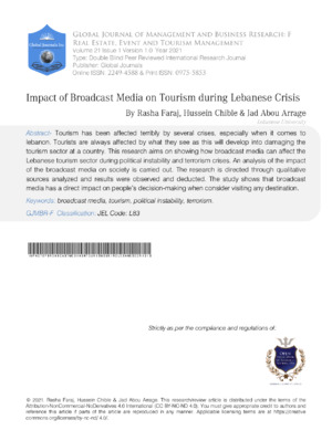 Impact of broadcast media on Lebanese tourism crisis.