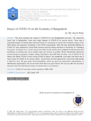 Impact of COVID-19 on Bangladesh economy and research insights.