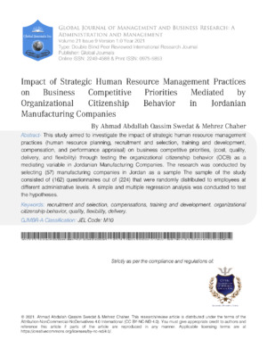 Impact of Strategic Human Resource Management Practices on Business Competitiveness.