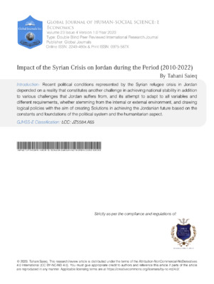 Detailed analysis of the socioeconomic effects of the Syrian refugee crisis on Jordan from 2010-2022.