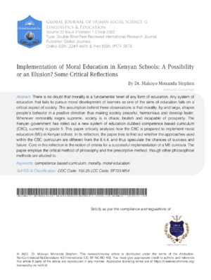 Education in Kenyan Schools.