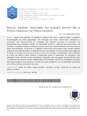 Alt text: Cover of an academic journal focusing on justice, equality, and education policies.