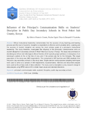 Enhanced research skills improve student discipline and academic success in Kenyan secondary schools.