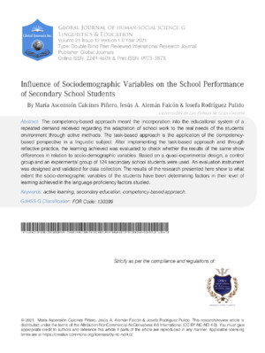 Analysis of socioeconomic variables affecting secondary school performance.
