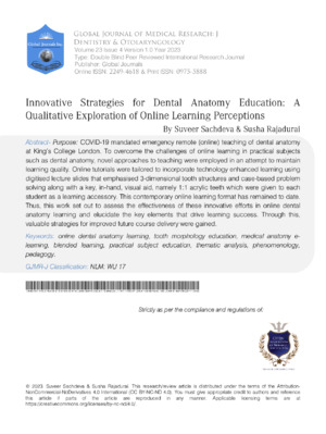 Enhance dental education with innovative online learning perceptions, focusing on innovative strategies in dental anatomy education.