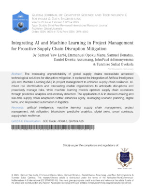 An academic article on AI integration in proactive supply chain risk management.