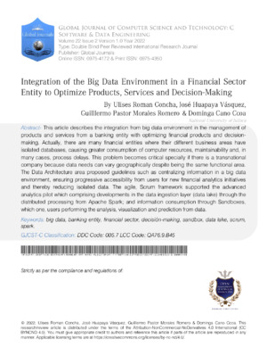 Big data finance integration in the financial sector.