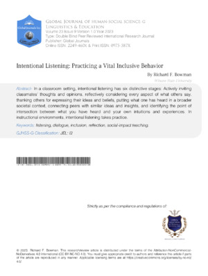 Research on intentional listening highlights vital practices for inclusive behavior and effective classroom engagement.