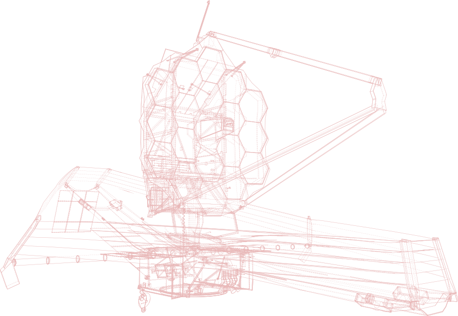 Line drawing of a satellite in orbit for space science and research.