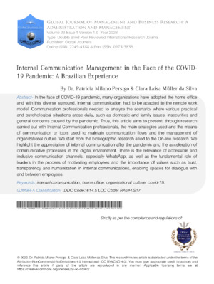 Internal COVID Management in the Face of COVID-19 Pandemic: A Behavioral Approach.