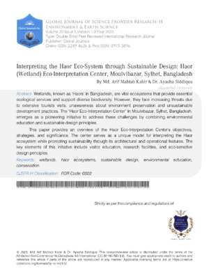 High-quality alt text describing ecological research on Bangladesh's Haor ecosystem and sustainable design.