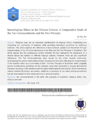 Religious ethics, interfaith dialogue, Chinese context, comparative study, Taoist, Buddhist.