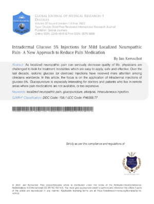 Intradermal glucose injections for localized neuropathic pain relief, a new approach to pain management research.