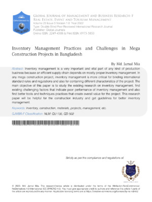 Inventory management issues in mega construction projects in Bangladesh.