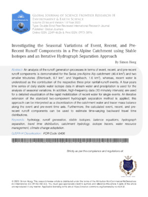 Investigating seasonal variations of runoff components related to climate change in alpine environments focusing on stable isotopes.
