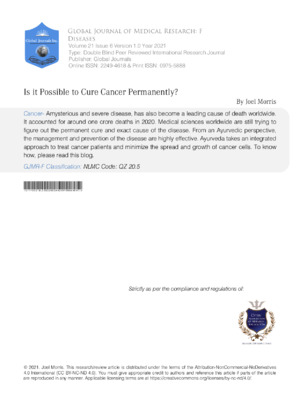 Top medical research on cancer prevention and treatment from Global Journals.