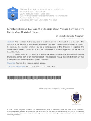Secondary law of electrical circuits explained with reference to academic research.