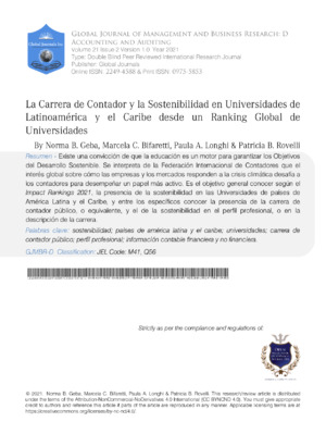 Alt text: Academic research on sustainability in Latin American and Caribbean universities, published in Global Journals.