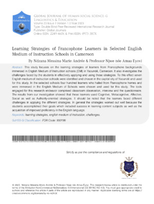 Detailed SEO-optimized alt text focused on Frenchophone learners' English learning strategies and education in Cameroon.