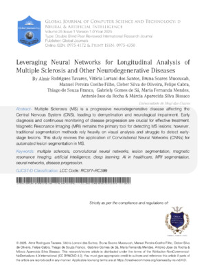 Neural network analysis for multiple sclerosis and neurodegenerative diseases using AI techniques.