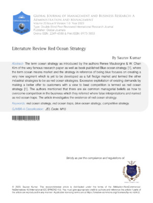 Detailed review of Red Ocean Strategy concepts for academic research on competitive market strategies.