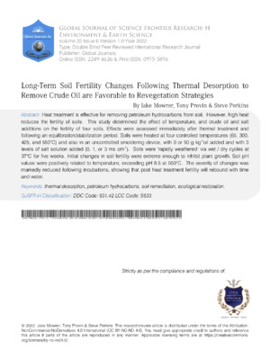 Enhanced soil fertility and long-term sustainability through thermal desorption for oil remediation.
