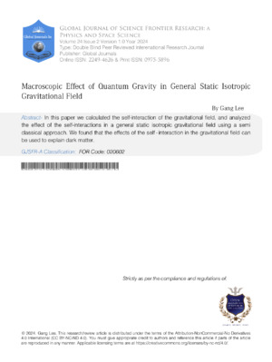 High-quality image showing macro seismic effects of quantum gravity in general static isotropic gravitation.