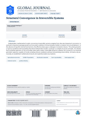 Global Journals Publishing Group logo and cover page of a scientific journal.