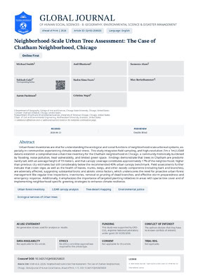 Urban tree assessment in Chatham neighborhood, Chicago for school safety study.