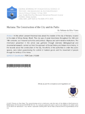 Mariana city construction research - urban development, infrastructure, and geographic analysis.