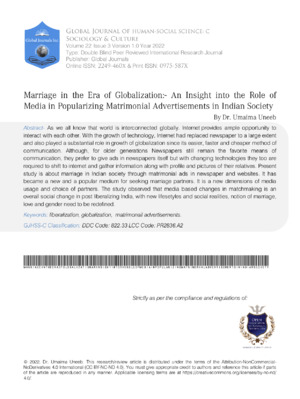 High-quality image related to marriage, globalization, and matrimonial advertisements in India.