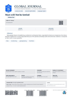 Global Journals Publishing Group logo on a scientific research paper cover page.