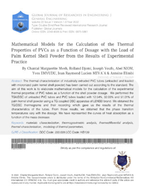 Mathematical models for calculating thermal properties of PVCs based on dosage and experimental data.