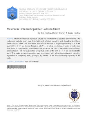Maximum Distance Separable Codes for research excellence in information theory and coding sciences.