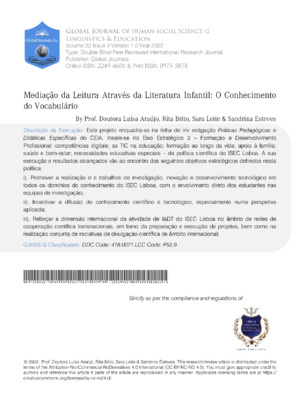 Child literacy and vocabulary growth through literature.