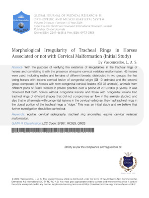 A detailed study on the morphological irregularity of tracheal rings in horses and its association with cervical malformations for medical research.