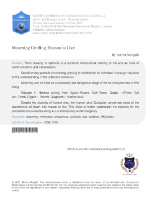 Mourning grieving process in social sciences research.