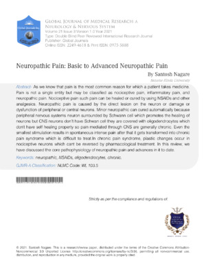 Neuroptic Pain, Neuropathy, Research Journal.