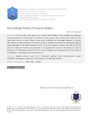 Non-Arbitrage in Financial Markets Research.