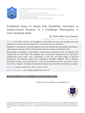 High-quality research on nutrition's impact on adults with disabilities in cardiovascular health.