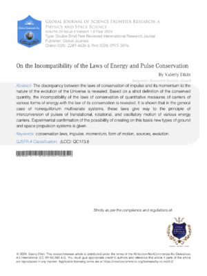 Energy conservation laws and pulse conservation processes in physics and space science.