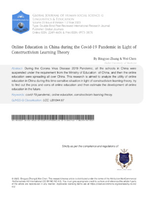Online education in China during COVID-19 pandemic, focusing on constructivist learning strategies amid lockdown challenges.